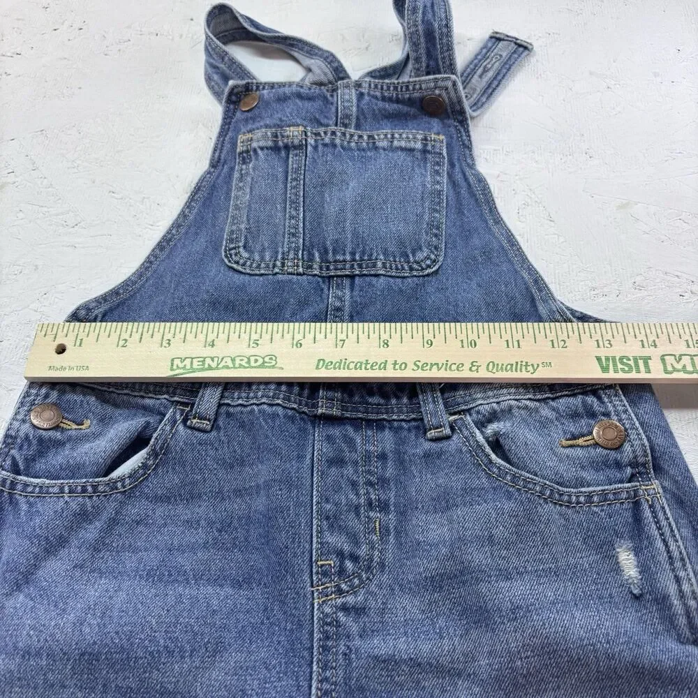 Old Navy Unisex 8 Denim Overalls Distressed Blue Jean Bib 100% Cotton Farmhouse
